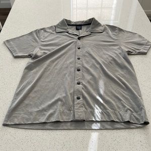Tommy Jeans button down grey tshirt with collar - medium